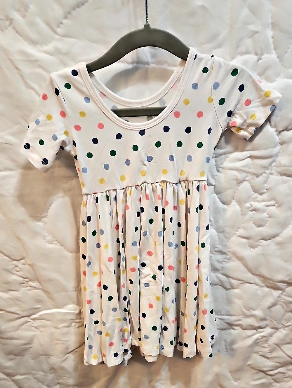 Kyte BABY Twirl Dress in Spring Polka Dot White & Multicolor Baby 12-18M - Picture 2 of 3
